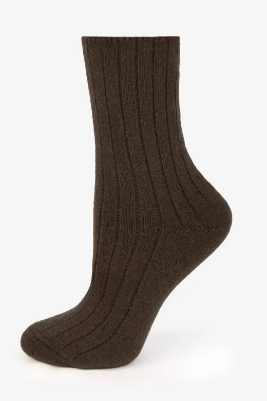 Skarpetki bezuciskowe merino Lambéa z wełny merynosa jagnięce brązowe