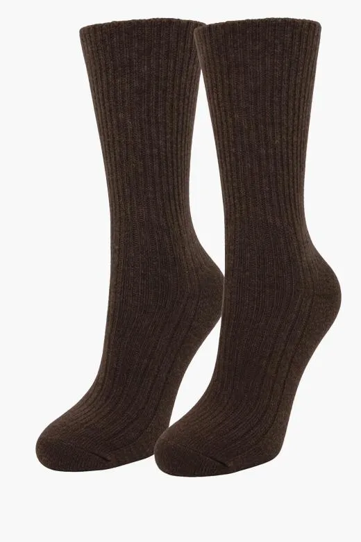 Skarpety damskie wełniane WoolSoft brązowe