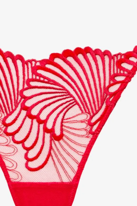 Stringi damskie Temptia z eleganckim haftem czerwone