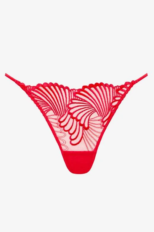 Stringi damskie Temptia z eleganckim haftem czerwone