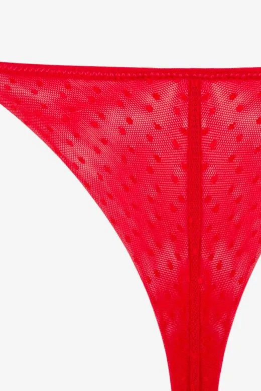 Stringi damskie Temptia z eleganckim haftem czerwone