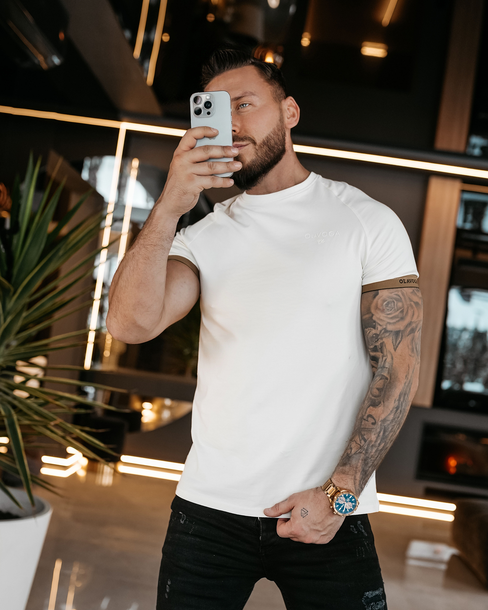 T-shirt męski OLAVOGA RAYSIER ecru