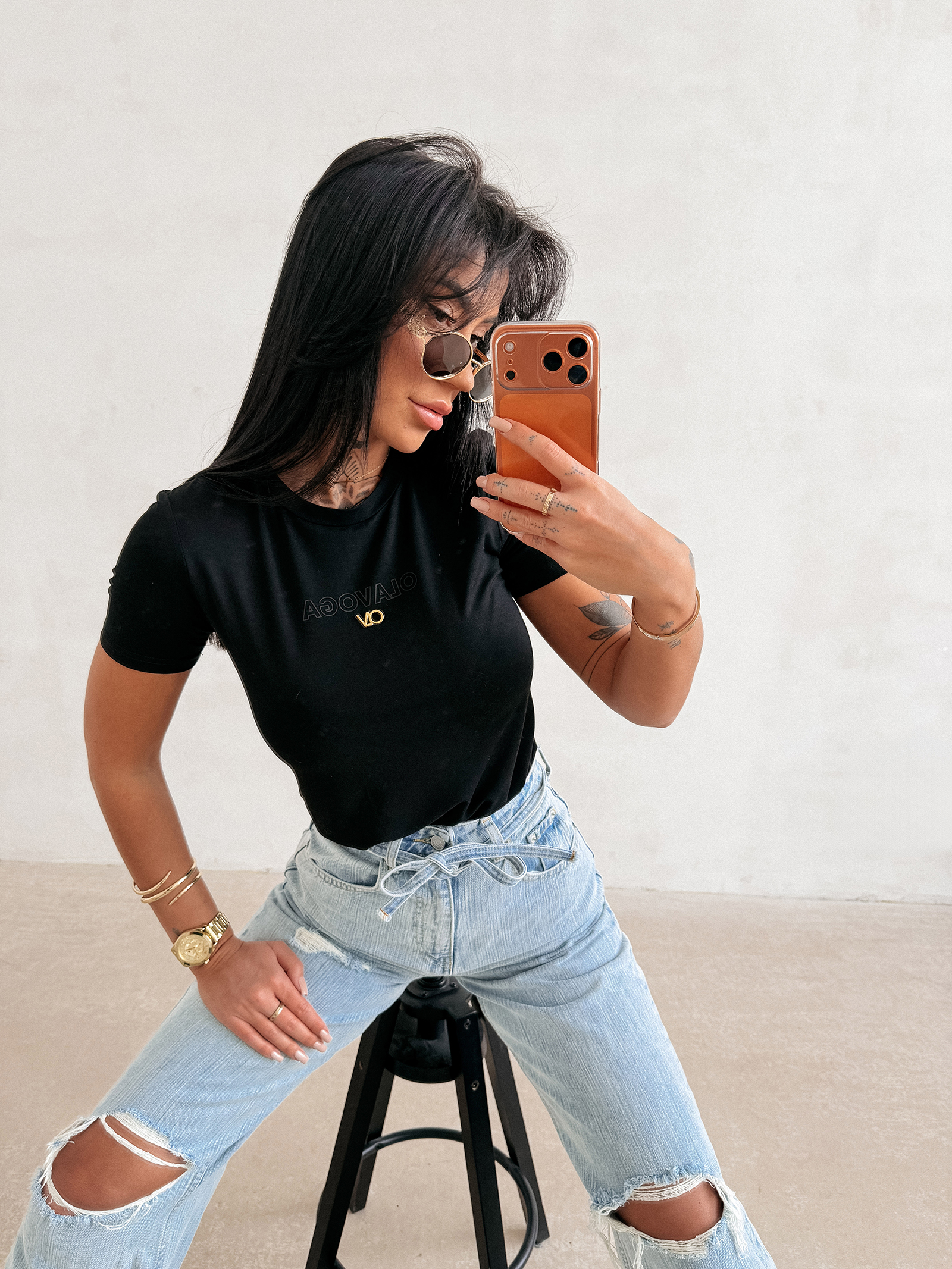 T-shirt damski OLAVOGA SIENA czarny