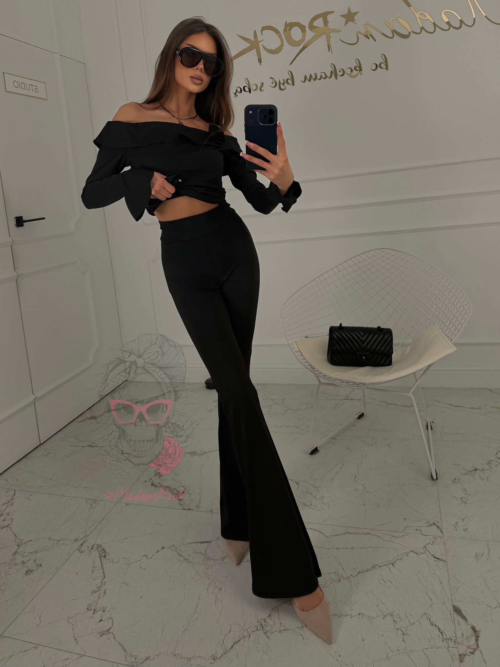 Komplet z lycry - bluzka + legginsy Gamser czarny