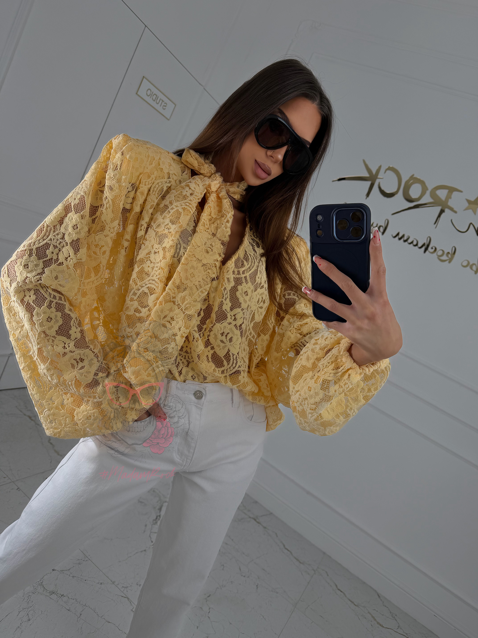 Bluzka koronkowa Victoria Artisma maślany żółty