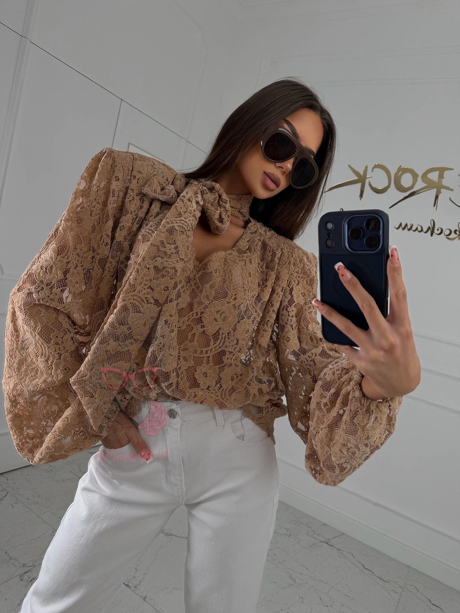 Bluzka koronkowa Victoria Artisma beżowa