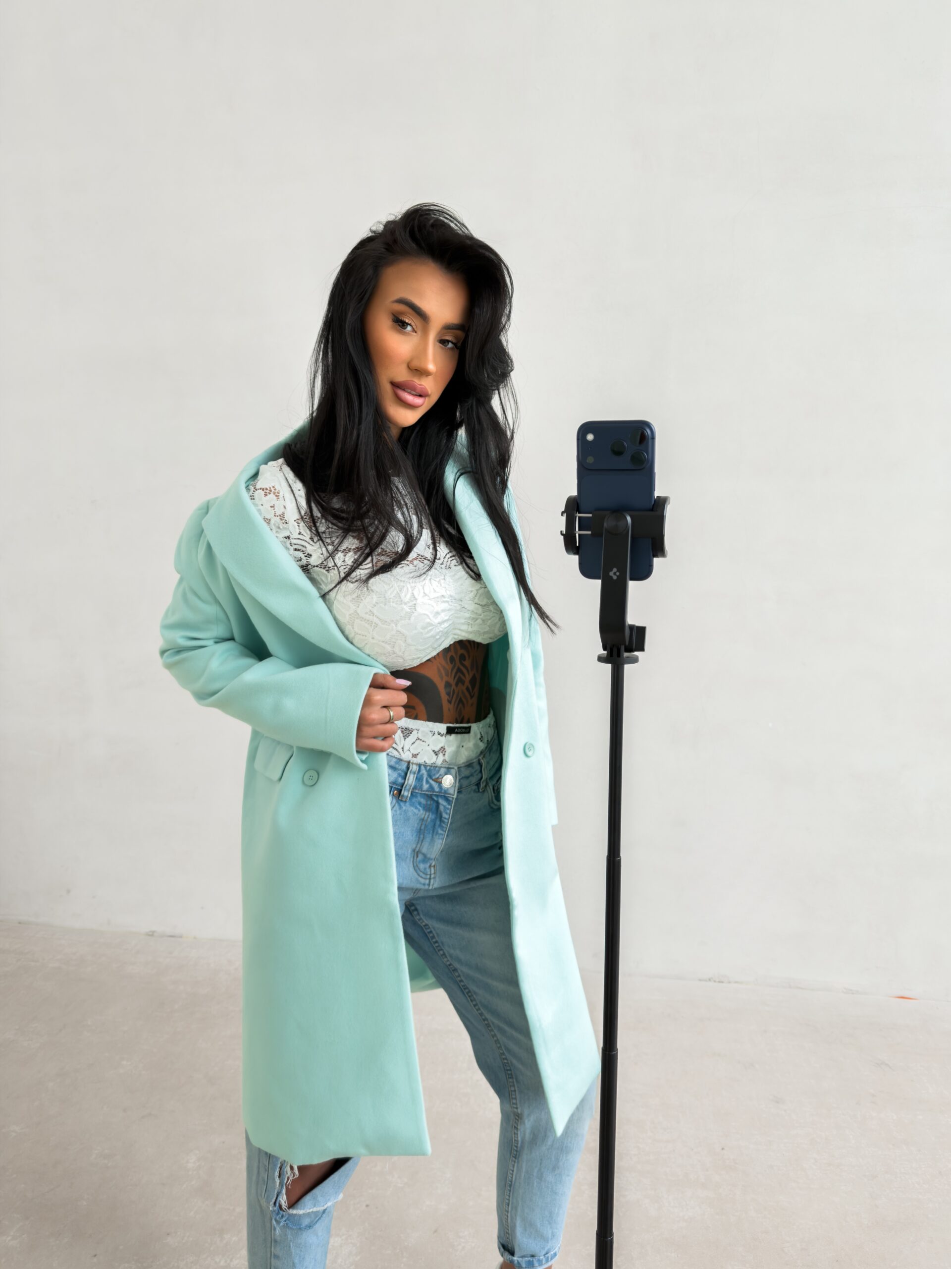 Płaszcz damski OLAVOGA FONAJ miętowy