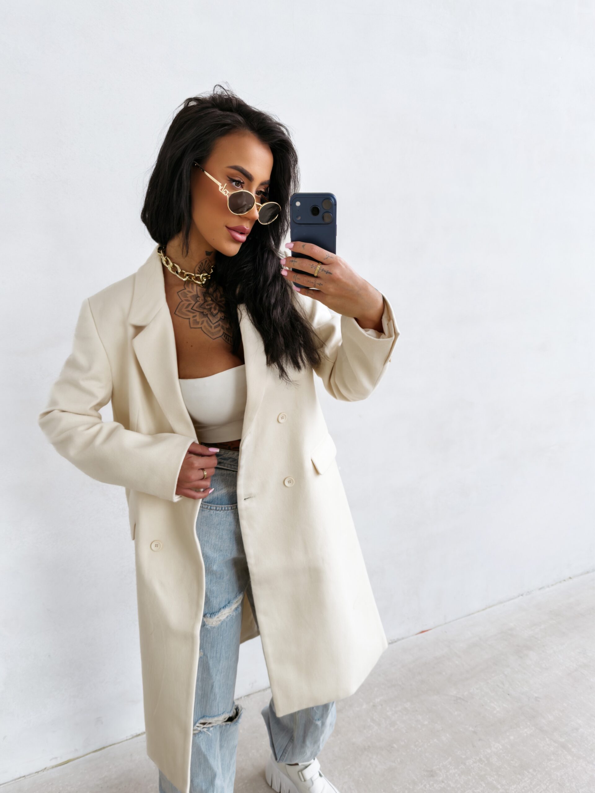 Płaszcz damski OLAVOGA FONAJ ecru