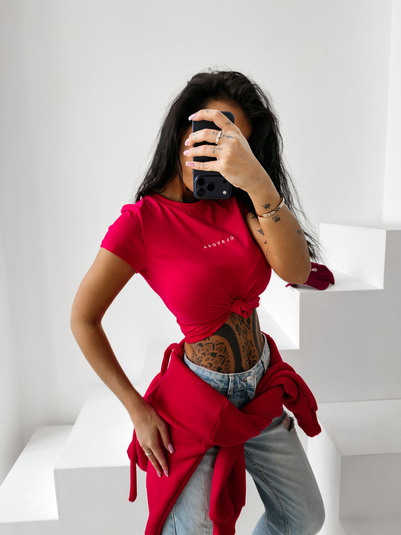 T-shirt damski OLAVOGA LIVA czerwony