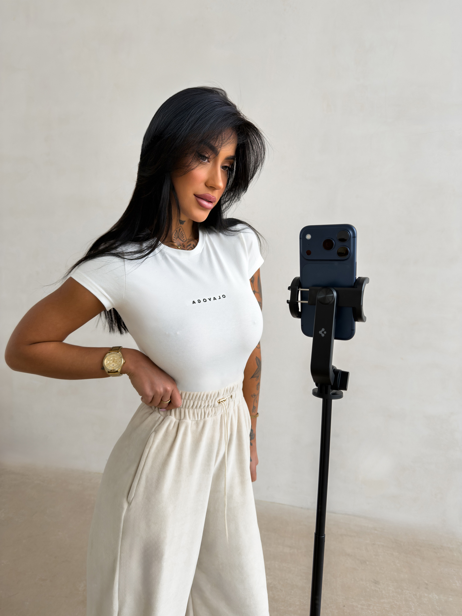 T-shirt damski OLAVOGA LIVA ecru