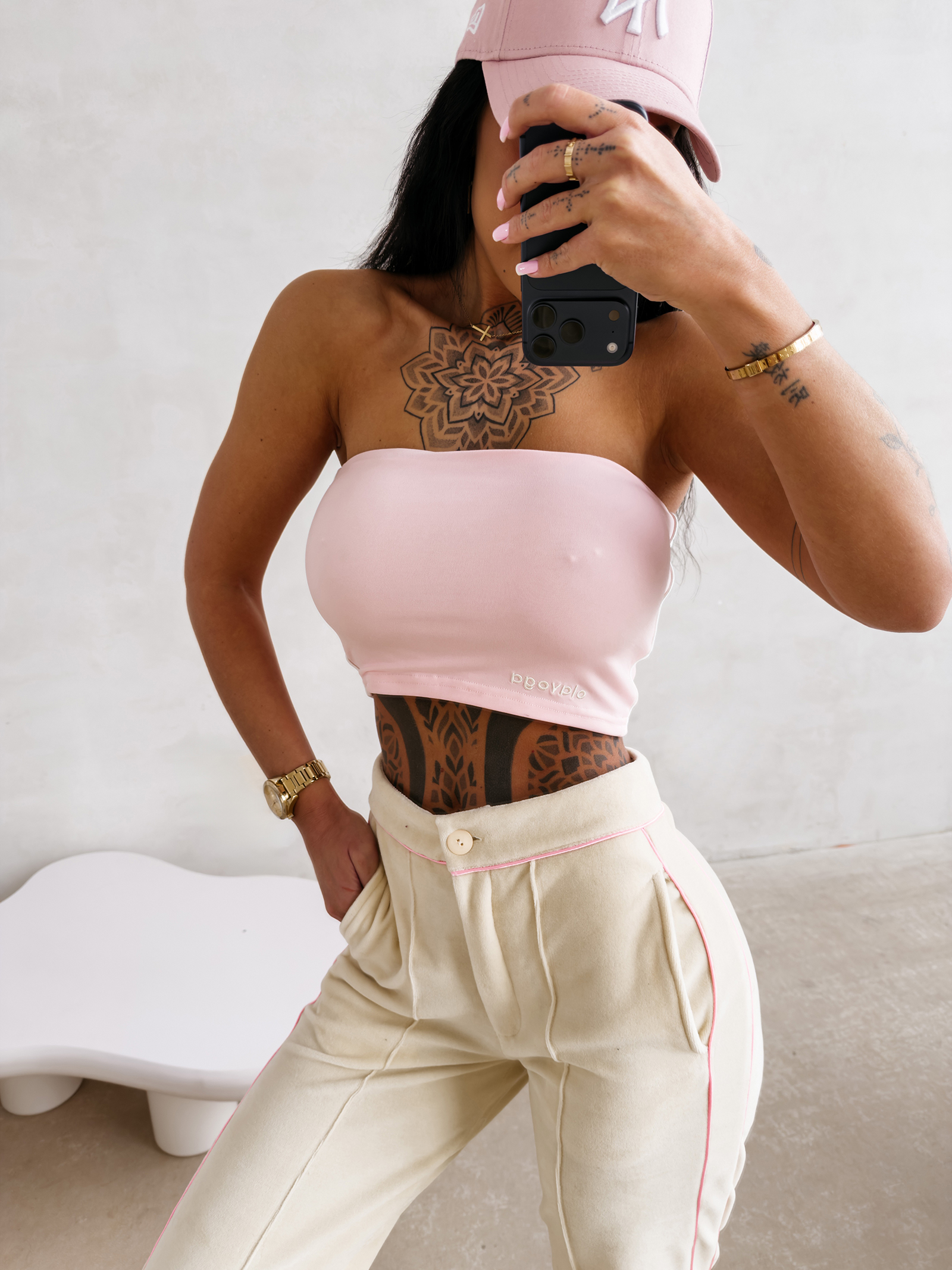 Top damski OLAVOGA LEYA pudrowy róż